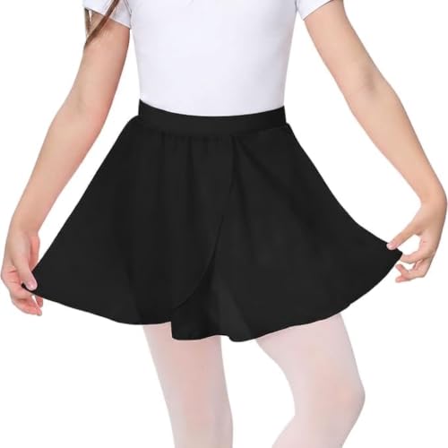 Ballet Skirt for Girls - Chiffon Wrap Dance Skirt, Black, 4-6 Years