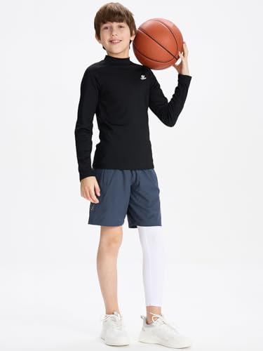 DEVOROPA Youth Boys Compression Pants 2-Pack X-Large Black/White Basketball Leggings