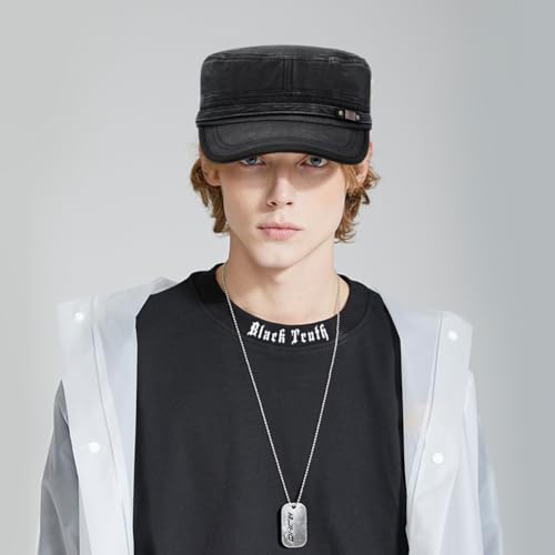 YeeHeen Unisex Military Army Cap Black One Size Flat Top Washed Cotton Hat