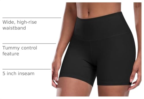 High Waisted Biker Yoga Shorts for Women - Medium - Black