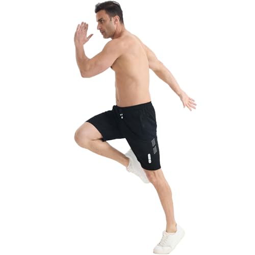 FizzPop Men's Black X-Large Casual Athletic Gym Shorts with Zipper Pockets