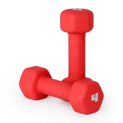 Cap Neoprene 4 lb Dumbbell Pair – Color Series, Non-Slip Hex Design