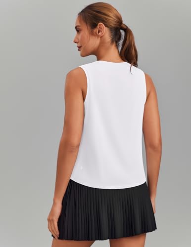 Cooling Crop Tank Top for Women - UPF 50+, Quick-Dry, Small/White