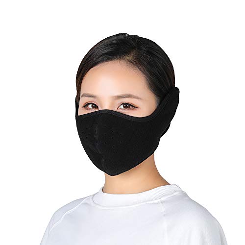 Unisex Winter Ski Mask with Earmuffs - Black - Preemie to 18 Years