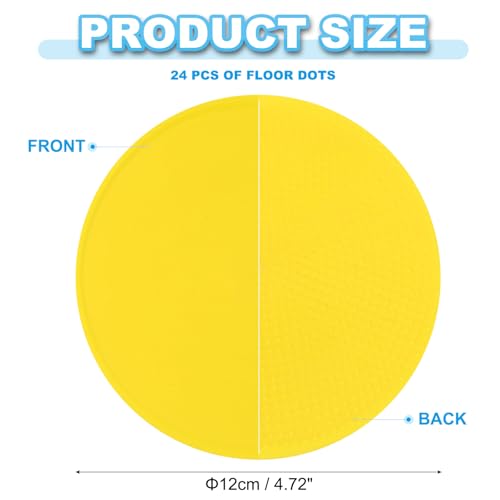 Flat Agility Cones - 5 Inch Yellow Poly Spot Markers with Bag
