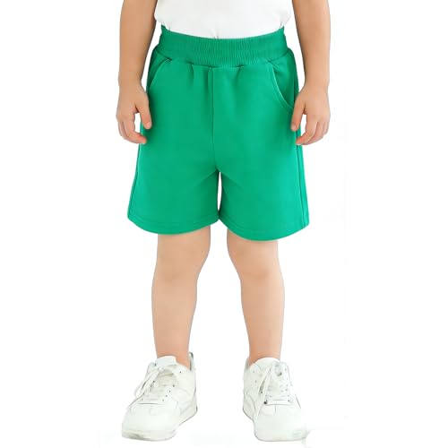 Kids Cotton Summer Shorts - Toddler Boys & Girls - Green 4-5T