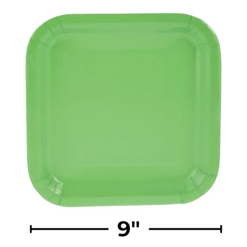 Lime Green Solid Square Paper Dinner Plates - 9" Pack of 14