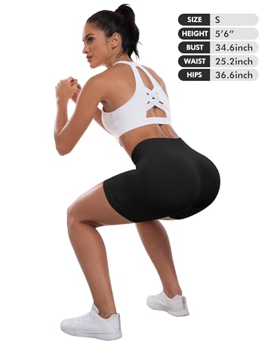 High Waisted Seamless Butt Lifting Gym Shorts - Black, Medium