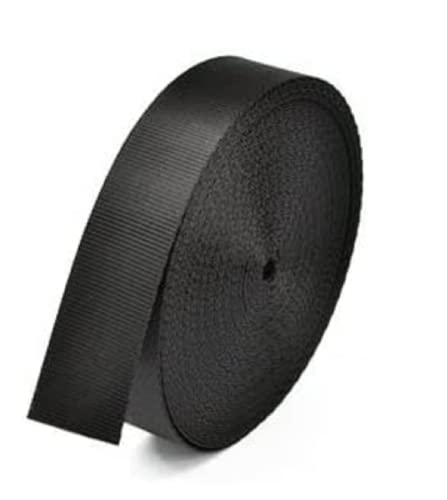 1-Inch Heavy Duty Nylon Webbing Strap - 10 Yards Black Flat Webbing Roll