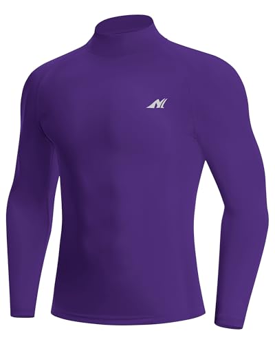 Men's Compression Mock Neck Shirt - UPF 50+ Long Sleeve - Medium Purple