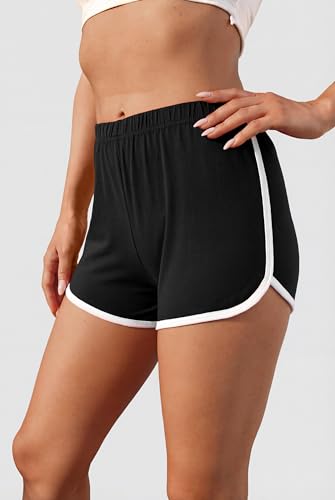 Women's Cotton Gym Yoga Shorts - Pack of 2, 3X-Large Black & Jujube Red