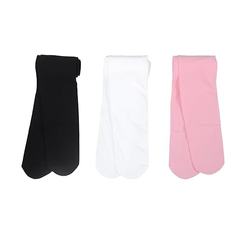 Girls Dance Tights 3-Pack, 40 Den, Size 2-4T - Black/White/Pink