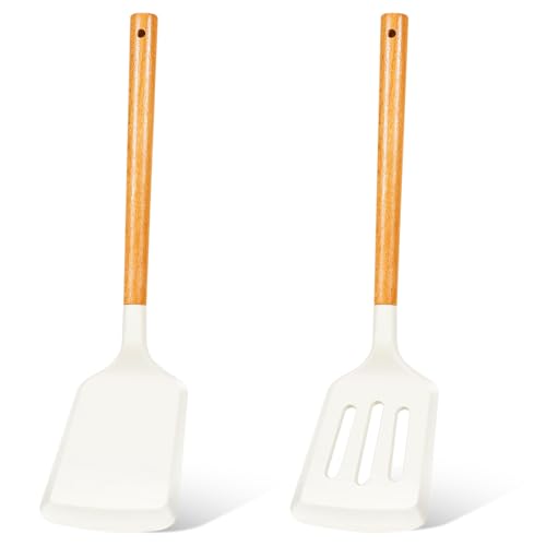 White Silicone Spatula Set 2-Piece Heat-Resistant Nonstick Kitchen Utensils
