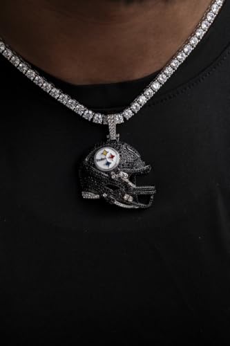 Pittsburgh Steelers Gold Plated Iced Out Football Helmet Pendant Necklace