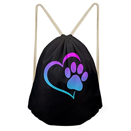 Upetstory Dog Paw Print Drawstring Gym Backpack for Teens & Kids
