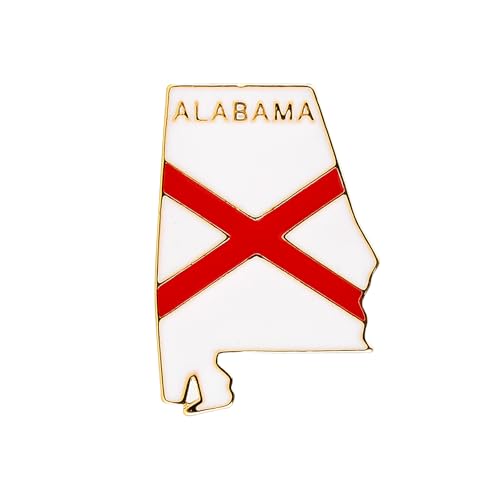 Alabama State Shaped Map Enamel Lapel Pin - Metal Brooch