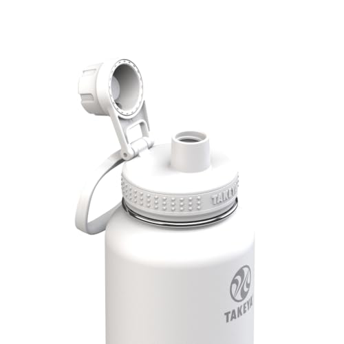 Takeya Actives 40 oz Arctic Stainless Steel Insulated Water Bottle with Leakproof Spout Lid