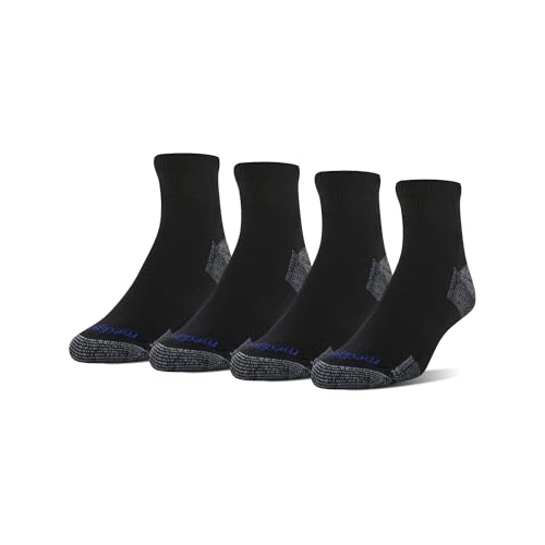 Women's Quarter Cushioned Non-Binding Socks 4-Pack - Black/Grey, Shoe Size 10-13