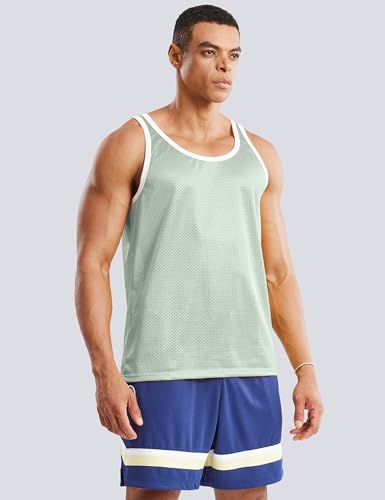 Men's Lightweight Mesh Gym Tank Top - Sleeveless Workout Shirt - Grey, X-Large