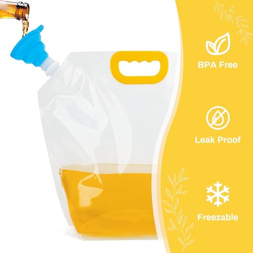 Omoojee 4-Pack Collapsible Water Containers 1.3Gallon Portable Water Bags for Camping & Emergency