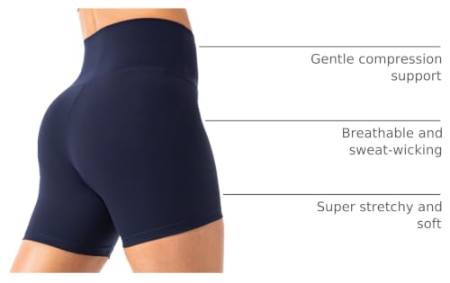 Lavento Women's All Day Soft Biker Shorts 3/5/7 Inch Inseam True Navy Variation
