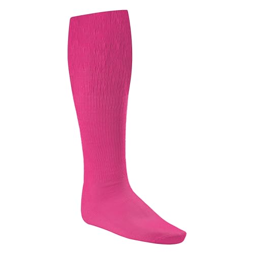 Rhino Over-the-Calf Athletic Socks - Knee High Sports Gear - Neon Pink, Large