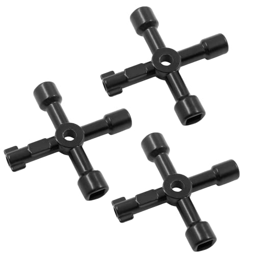 4-Way Multi-Functional Utility Key Set, 3 Pcs - Black