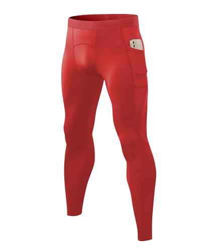 Men's Compression Athletic Leggings with Pockets - Cool Dry Base Layer