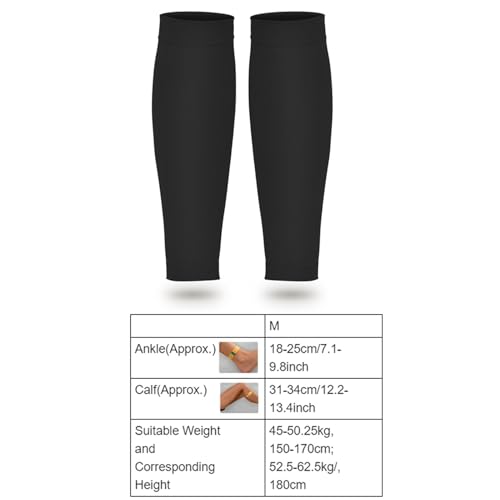 Calf Compression Sleeves - 20-30mmHg Footless Socks - Black / M