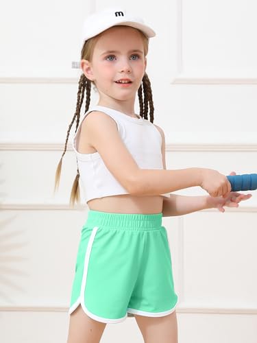 Resinta 4-Pack Toddler Girls Athletic Shorts - Quick Dry Dolphin Gym Shorts, 2T, Black Mint Pink