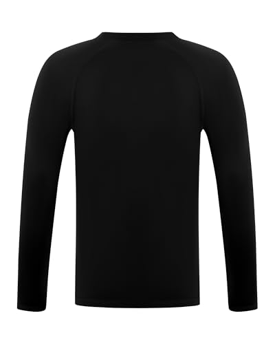 Boys Long Sleeve Compression Shirt - Quick Dry Athletic Top - Medium/Black