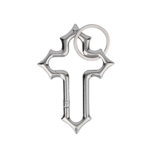 Silver Cross Carabiner Clip Keychain - Y2K Style Accessory