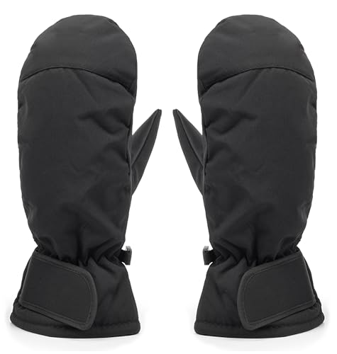 Thermal Winter Ski Mittens - Waterproof Windproof Snow Gloves - Black