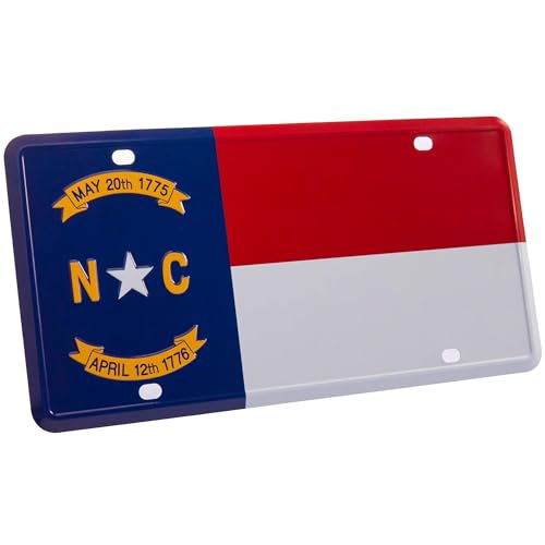 North Carolina State Flag License Plate - Embossed Aluminum - 6"x12"