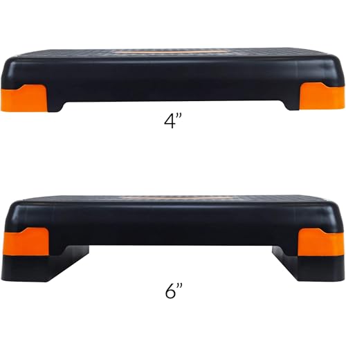 Aerobic Step Platform Trainer with Adjustable Risers - Black/Orange