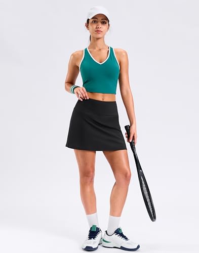 High Waisted Tennis Skirt with 2 Pockets - A-Line Mini Skort for Women