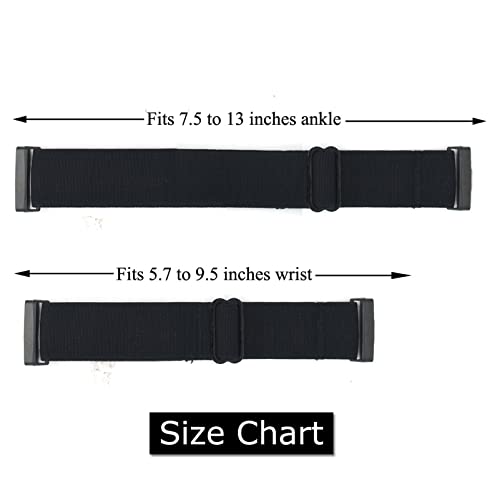 Grestun 2-Pack Adjustable Elastic Wrist & Ankle Bands for Fitbit Sense & Versa 3/4 - Black, Medium
