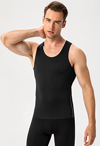 Men's Compression Sleeveless Tank Top - Dry Fit Athletic Undershirt - Small, Black