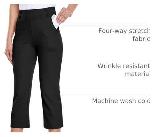 Willit Women's Black Large Capri Yoga Pants Dress - Stretch & Comfortable