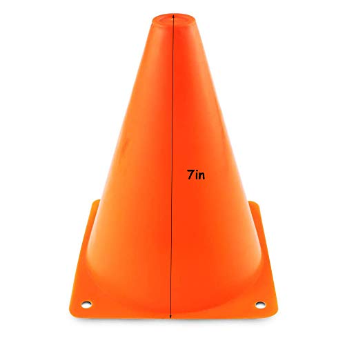 7-Inch Plastic Agility Cones - Set of 20 for Sports & Party