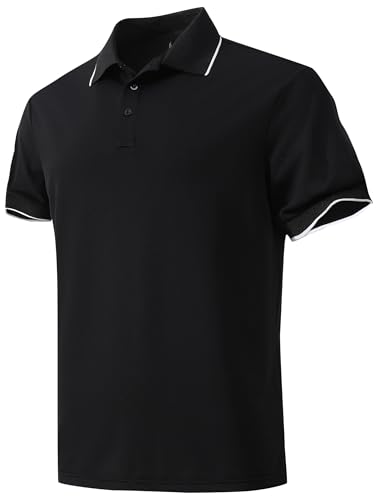 Men's Quick-Dry Active Polo Shirt - Black, Large