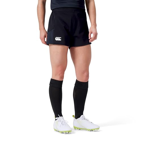 Canterbury Mens Advantage Rugby Shorts 2.0 Black XL – Elastic Waist, Recycled Material