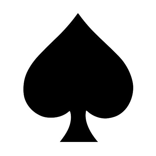 Spade Poker Symbol Vinyl Transfer Decal - Black, 3in x 2.5in