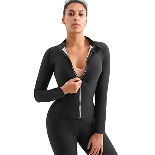 Sauna Suit Sweat Shaper Jacket - Long Sleeve, Large-X-Large, Black Y7