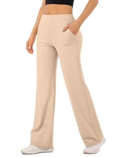 Blisset Women's High Waist Wide Leg Yoga Pants with Pockets - Soft Casual Lounge Bottoms, 29/31 Inch