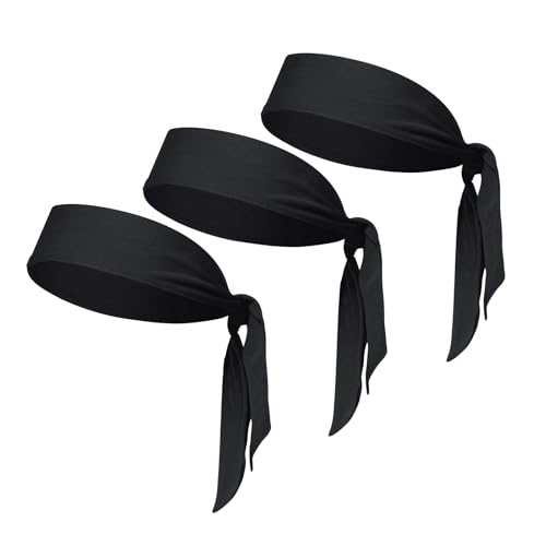 Adjustable Black Headband Set - 3pcs Sports Sweatbands for Men & Women