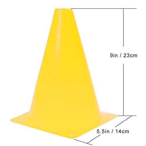 9 Inch Training Traffic Cones - Set of 10/12/24 for Sports Drills