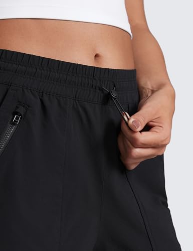 CRZ YOGA High Waisted Cargo Hiking Shorts 3" - Water-Resistant, Breathable, Quick Dry, Black, Medium