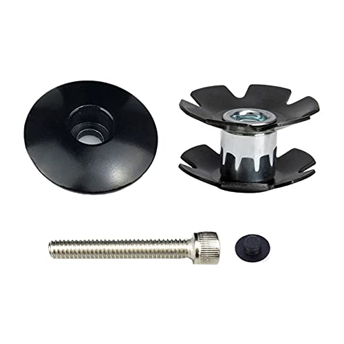 Aluminum Alloy Bike Headset Top Cap & Star Nut for 1-1/8" Stems - Black
