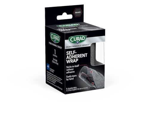 Self-Adherent Athletic Wrap - 3-inch x 5-yard Compression Support - Black